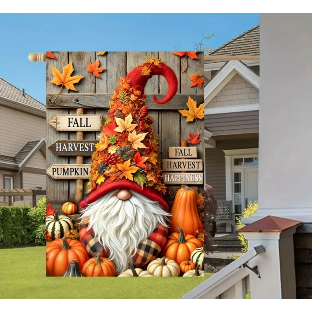 Fall Gnome Garden Flag